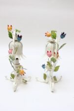 Pair of Vintage Italian Tole Flower Table Lamps - Image 6