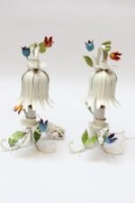 Pair of Vintage Italian Tole Flower Table Lamps - Image 2