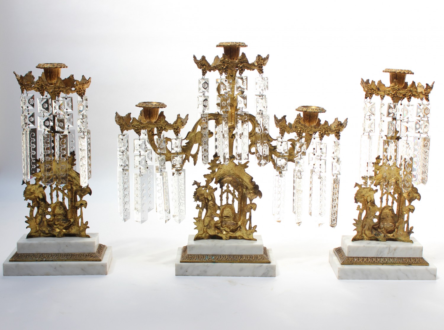 Set of French Gilt Metal and Crystal Girandole Candelabra with Bear Motif –  Jarontiques