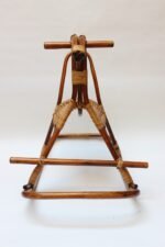 Mid-Century Italian Modern Bamboo and Rattan Rocking Horse Attributed to Albini - Image 5