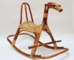 Mid-Century Italian Modern Bamboo and Rattan Rocking Horse Attributed to Albini - Image 2