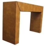 Vintage Custom-Made Ochre Naugahyde Wrapped Console Table