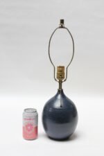 Scandinavian Modern Stoneware Table Lamp in Navy - Image 6