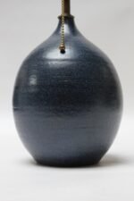 Scandinavian Modern Stoneware Table Lamp in Navy - Image 7