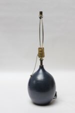 Scandinavian Modern Stoneware Table Lamp in Navy - Image 2
