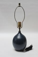 Scandinavian Modern Stoneware Table Lamp in Navy - Image 4