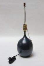 Scandinavian Modern Stoneware Table Lamp in Navy - Image 5