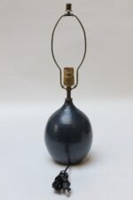 Scandinavian Modern Stoneware Table Lamp in Navy - Image 3