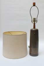 Tall Gordon and Jane Martz Ceramic Table Lamp with Shade and Finial - Image 2