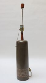 Tall Gordon and Jane Martz Ceramic Table Lamp with Shade and Finial - Image 5