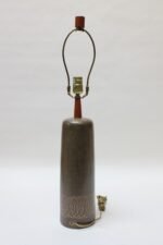 Tall Gordon and Jane Martz Ceramic Table Lamp with Shade and Finial - Image 3
