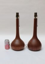 Pair of Danish Solid Staved Teak Bulbous-Form Table Lamps - Image 5