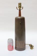 Tall Gordon and Jane Martz Ceramic Table Lamp with Shade and Finial - Image 7