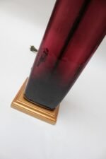 Vintage Blown Amethyst Glass Table Lamp with Enameled Metal Double Socket - Image 9