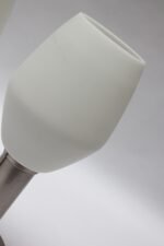 Pair of Mid-Century Brushed Aluminum Table Lamps with Frosted Glass Shades - Image 7