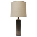 Tall Gordon and Jane Martz Ceramic Table Lamp with Shade and Finial