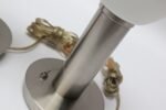 Pair of Mid-Century Brushed Aluminum Table Lamps with Frosted Glass Shades - Image 13