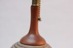 Scandinavian Modernist Sculptural Teak and Ceramic Table Lamp - Image 12