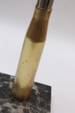 Antique Brass Artillery Double Shell Trench Art Table Lamp on Black Marble Base - Image 10