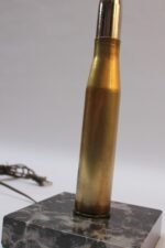 Antique Brass Artillery Double Shell Trench Art Table Lamp on Black Marble Base - Image 11