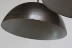 Set of Three Modernist Blackened Steel Three Fixture Dome Pendant Lights - Image 12