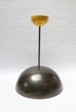 Set of Three Modernist Blackened Steel Three Fixture Dome Pendant Lights - Image 4