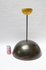 Set of Three Modernist Blackened Steel Three Fixture Dome Pendant Lights - Image 5