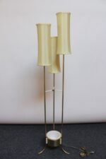 Mid-Century American Modern Brass Three Fixture Floor Lamp with Ceramic Planter - Image 2