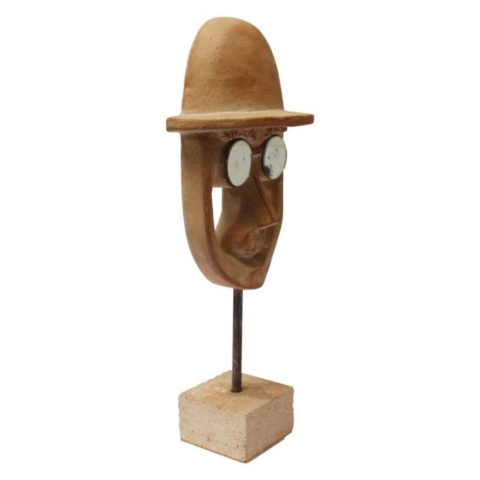 David Gil for Bennington Potters Man’s Face Ceramic Sculpture on Base