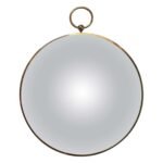 Mid-Century Italian Modern Brass Convex "Pocket Watch" Wall Mirror
