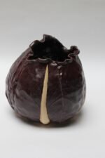 Vintage Matte-Glaze Cordovan Crimped Ceramic Vase - Image 9