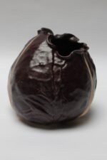 Vintage Matte-Glaze Cordovan Crimped Ceramic Vase - Image 7