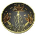 Small Art Deco Chartreuse and Gold Leaf Ceramic Bowl by Waylande Gregory