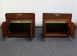 Pair of Vintage Walnut and Brass Nightstands by Baker - Image 5