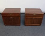 Pair of Vintage Walnut and Brass Nightstands by Baker - Image 2