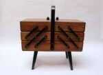 Mid-Century American Modern Stained Oak Extendable Sewing Stand - Image 5