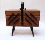 Mid-Century American Modern Stained Oak Extendable Sewing Stand - Image 2