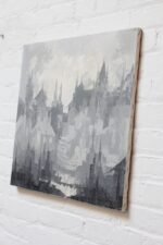 Gray Tonal Abstract Expressionist Oil on Canvas Cityscape by Louis M. Ponderoso - Image 4