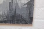 Gray Tonal Abstract Expressionist Oil on Canvas Cityscape by Louis M. Ponderoso - Image 6