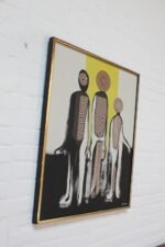 Modernist Figural Op Art Mixed Media on Canvas by Silverman - Image 2