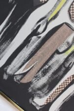 Modernist Figural Op Art Mixed Media on Canvas by Silverman - Image 9