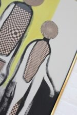 Modernist Figural Op Art Mixed Media on Canvas by Silverman - Image 11