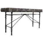 Vintage Maitland Smith Bronze and Black Tessellated Stone Console Table