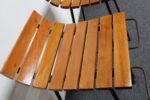 Set of Three Vintage Modernist Maple and Wrought Iron Bar Stools - Image 16