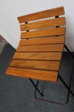 Set of Three Vintage Modernist Maple and Wrought Iron Bar Stools - Image 20