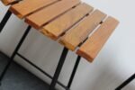 Set of Three Vintage Modernist Maple and Wrought Iron Bar Stools - Image 22