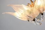 Mid-Century Italian Murano Glass and Brass "Lily Leaf" Chandelier by Franco Luce - Image 19