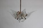 Mid-Century Italian Murano Glass and Brass "Lily Leaf" Chandelier by Franco Luce - Image 5