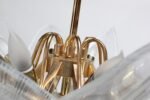 Mid-Century Italian Murano Glass and Brass "Lily Leaf" Chandelier by Franco Luce - Image 16