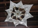 Mid-Century Italian Murano Glass and Brass "Lily Leaf" Chandelier by Franco Luce - Image 13